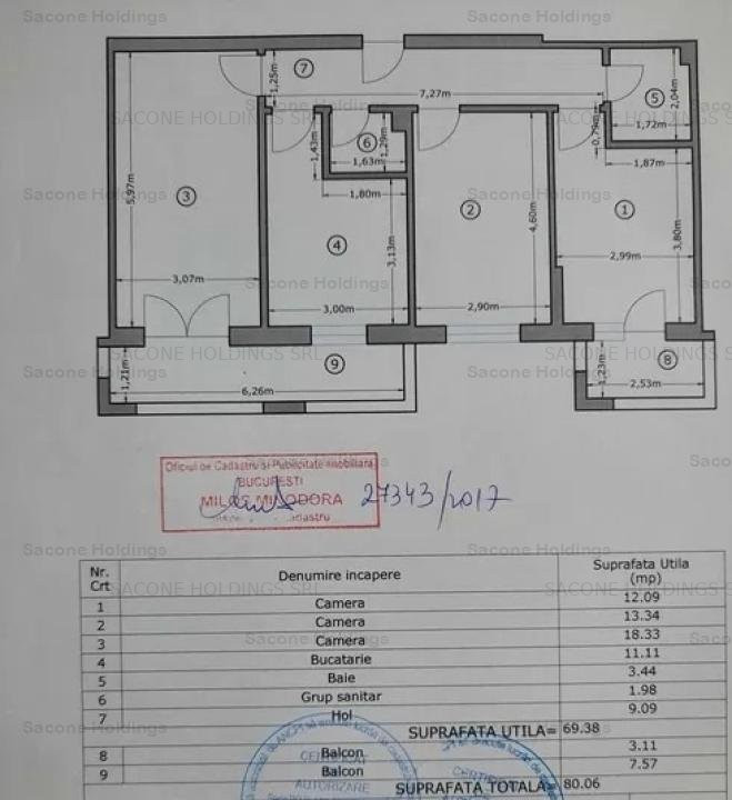 Apartament 3 camere decomandat cu parcare  zona Metalurgiei